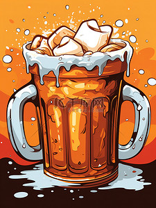 酒水卡通插画图片_桌子上的啤酒快乐气氛4