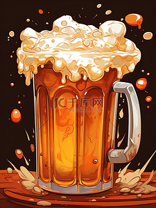酒水卡通插画图片_桌子上的啤酒快乐气氛13