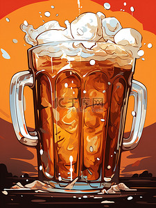 酒水卡通插画图片_桌子上的啤酒快乐气氛5