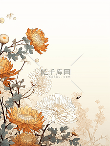 菊花祭祀插画图片_唯美菊花重阳节节日插画35