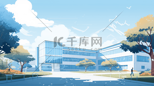 唯美学习插画图片_唯美学校建筑插画3