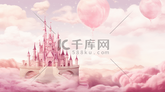 唯美粉色系梦幻城堡卡通插画9
