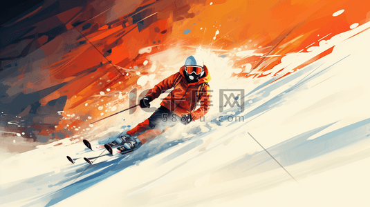 激情一秋插画图片_极限运动滑雪插画1