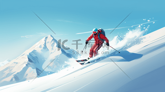 激情一秋插画图片_极限运动滑雪插画10