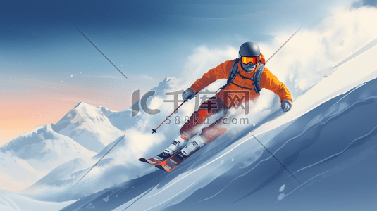 极限运动滑雪插画2