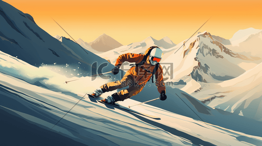 激情一秋插画图片_极限运动滑雪插画12