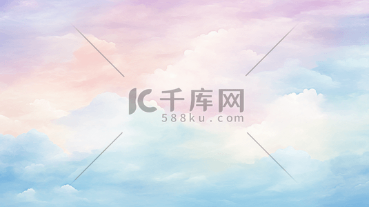 红色彩粉插画图片_手绘水彩粉彩天空背景