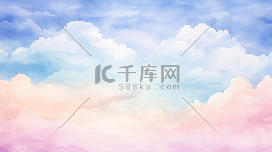 墙纸插画图片_手绘水彩粉彩天空背景