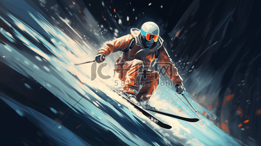 激情一秋插画图片_极限运动滑雪插画8