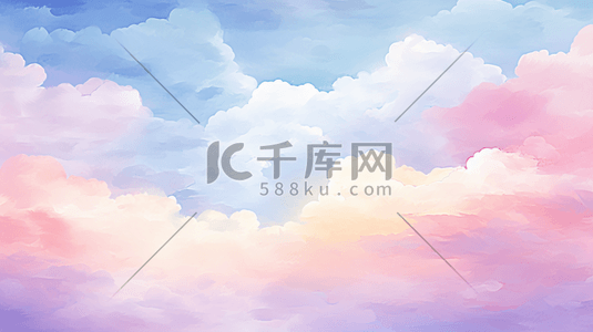 墙纸插画图片_粉色手绘水彩粉彩天空背景