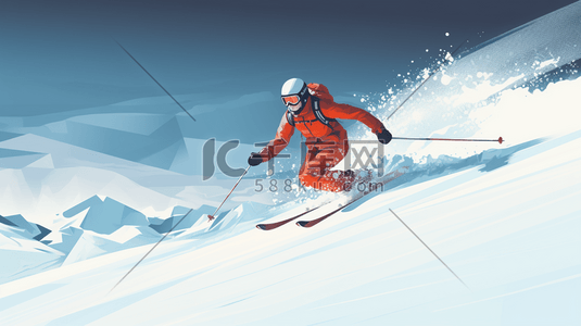 极限运动滑雪插画5