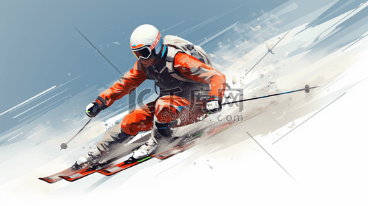 激情一秋插画图片_极限运动滑雪插画3