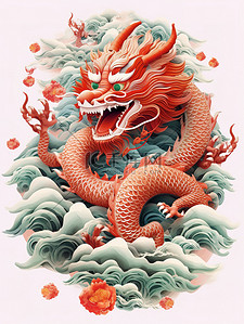 中国传统元素插画图片_中国节日元素龙年新春1