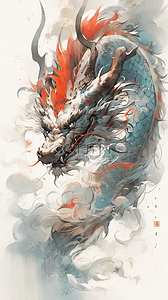 国画水墨渲染中国神话龙
