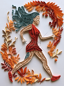 跑步奔跑插画图片_奔跑的女性健身达人