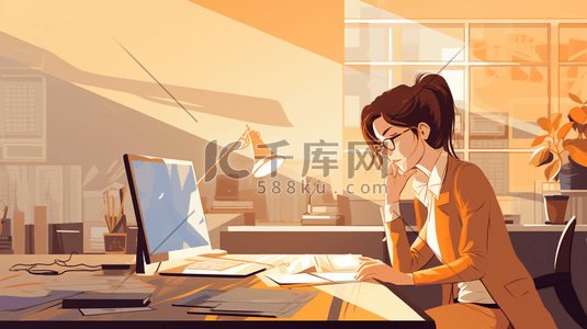 办公办公桌插画图片_卡通办公室办公桌插画25