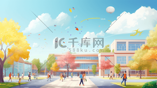 开学季建筑插画图片_开学季学校建筑插画17