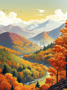 秋天森林山河旅游海报13