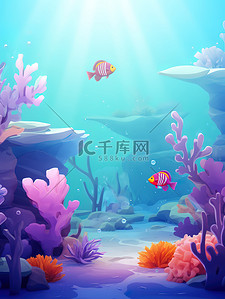 海藻插画图片_海底世界海藻贝壳神秘童话2