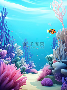 海藻生长插画图片_海底世界海藻贝壳神秘童话13
