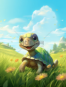 乌龟爬爬插画图片_一只可爱的小乌龟儿童绘本13