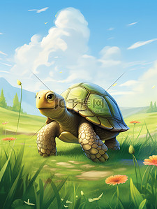 乌龟爬爬插画图片_一只可爱的小乌龟儿童绘本3