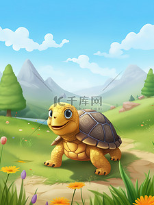 乌龟爬爬插画图片_一只可爱的小乌龟儿童绘本1