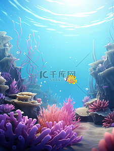海藻插画图片_海底世界海藻贝壳神秘童话4
