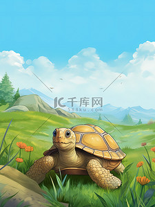 乌龟爬爬插画图片_一只可爱的小乌龟儿童绘本12