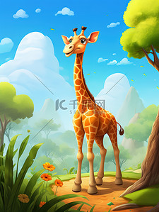 长颈鹿儿童书本插图风格11