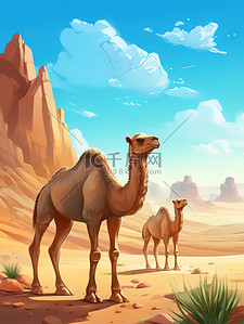 绘本插画图片_沙漠骆驼儿童绘本插画14