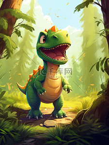 恐龙mg插画图片_森林的恐龙霸王龙10
