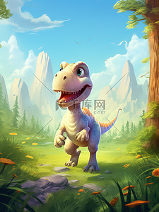 恐龙mg插画图片_森林的恐龙霸王龙7