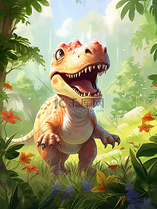 恐龙牌子插画图片_森林的恐龙霸王龙18