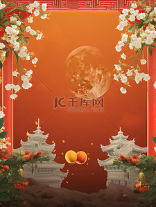 中国风复古中秋海报桂花月亮牌坊3