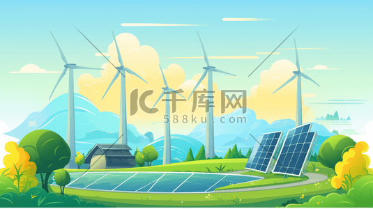 新能源logo插画图片_大自然环保新能源插画6