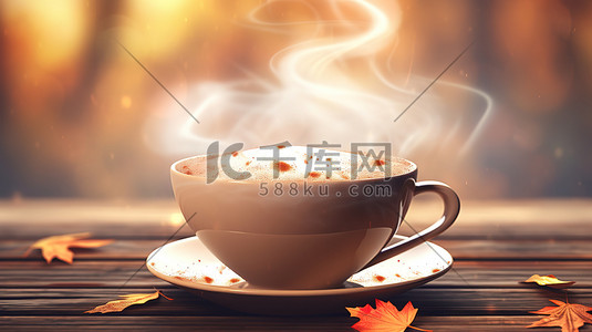 秋天温暖热腾腾的咖啡15