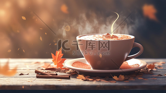 秋天温暖热腾腾的咖啡10