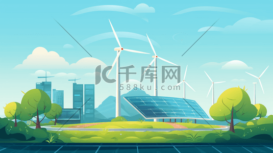 新能源logo插画图片_扁平化环保新能源插画13