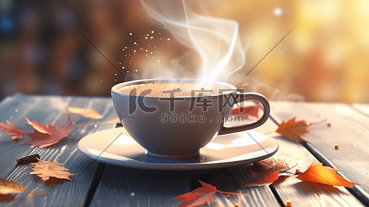 秋天温暖热腾腾的咖啡20