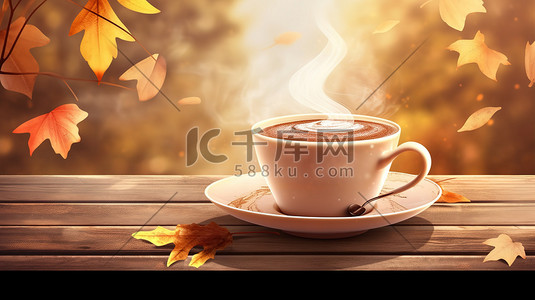 秋天温暖热腾腾的咖啡7