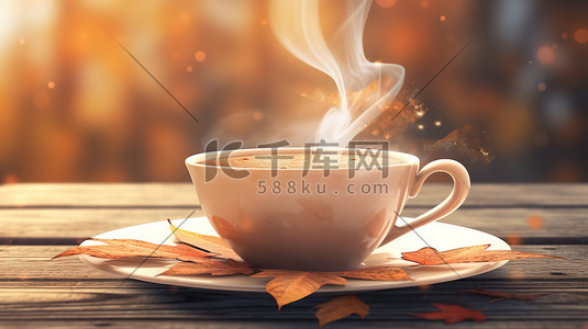 秋天温暖热腾腾的咖啡5