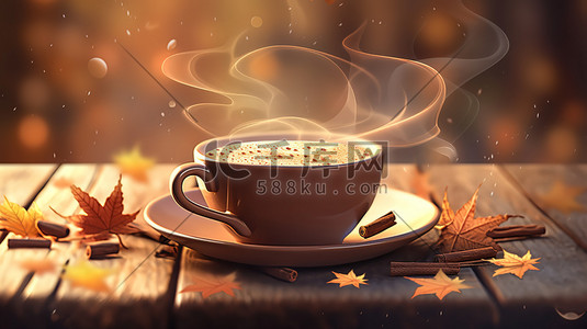 秋天温暖热腾腾的咖啡12