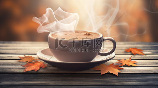 秋天温暖热腾腾的咖啡21