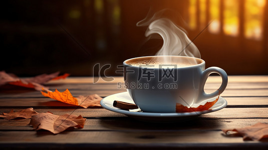 秋天温暖热腾腾的咖啡22