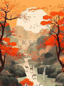 秋天的色调树木美丽的风景6
