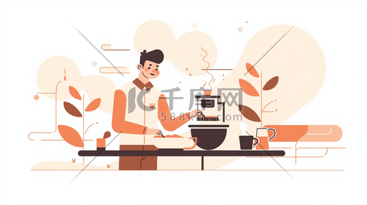 扁平化冲咖啡的办公人士插画15
