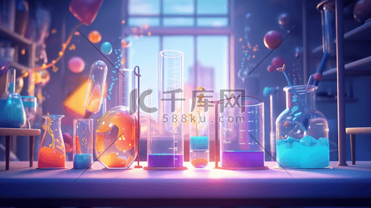 科学家展板插画图片_幻彩科学实验室化学仪器插画2