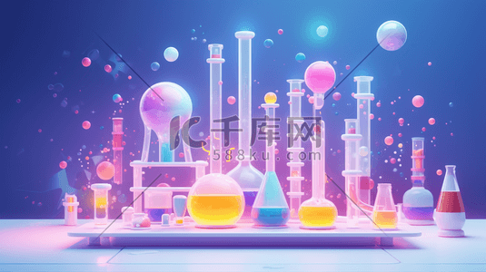 化学插画图片_幻彩科学实验室化学仪器插画8