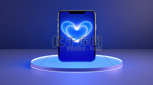 手机图标插画图片_七夕社交平台爱心图标电脑模型4